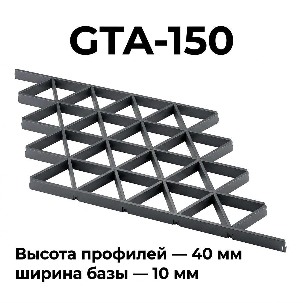 Потолок Треугольное грильято GTA-150 150x150 графит RAL 7024, алюминиевый